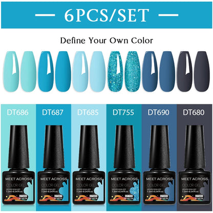 6pcs Gel Nail Polish Set HEMA TPO FREE Semi Permanent Soak Off UV Gel Varnish Nail Art Decoration Summer Nails DIY Nail Supplies