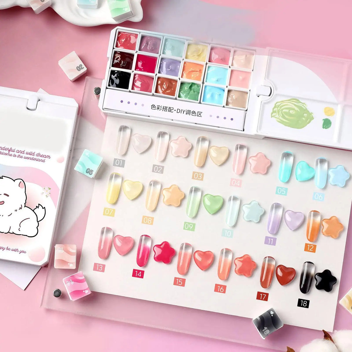 18 Colors Nail Patting Gel Solid Gradient Manicure Paint Gel Nail Paint Palette for Women Girls Professionals Home Salon
