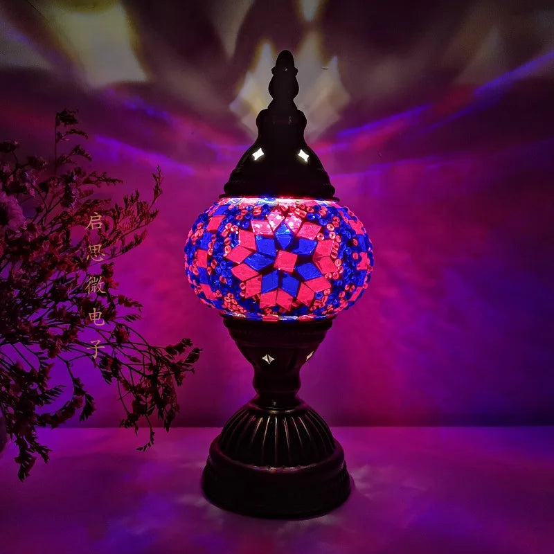 Mosaic Table Lamp Vintage Art Deco Handcrafted Lamparas De Mesa Mosaic Glass Bed Light Lamparas Con Mosaicos Night Lights