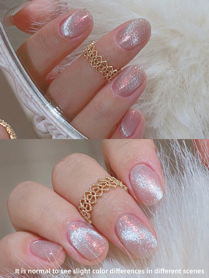 15ml Snow Pear Crushed Ice Cat Eye Gel Nail Polish,  Shiny Bubble-Free UV/LED Quick-Drying Gel Suitable For Nail Art DIY Design