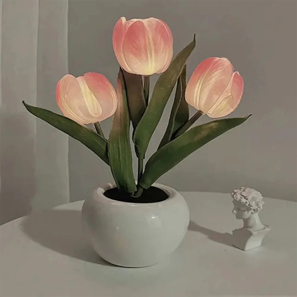 LED Tulip Lamp Night Simulation Flower Atmosphere Desk Light Room Table Decoration Lamp Gift for Girl friend