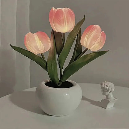 LED Tulip Lamp Night Simulation Flower Atmosphere Desk Light Room Table Decoration Lamp Gift for Girl friend