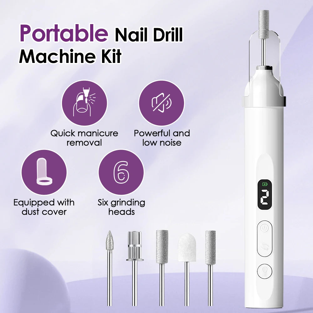 Electric Nail Drill with UV Light 13800 RPM Professional Electric Nail File Kit for Acrylic Gel Nails Manicure Pedicure Home Use
