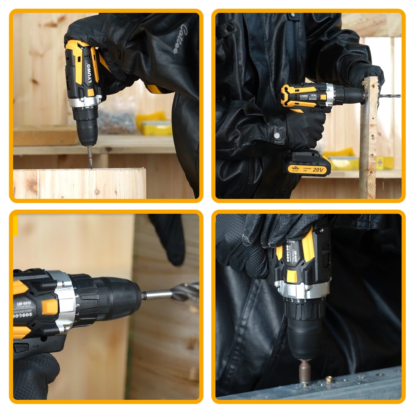 LYUWO 12/16.8/21V Cordless Drill Rechargeable Electric Screwdriver Lithium Battery Household Multi-function 2 Speed Power Tools