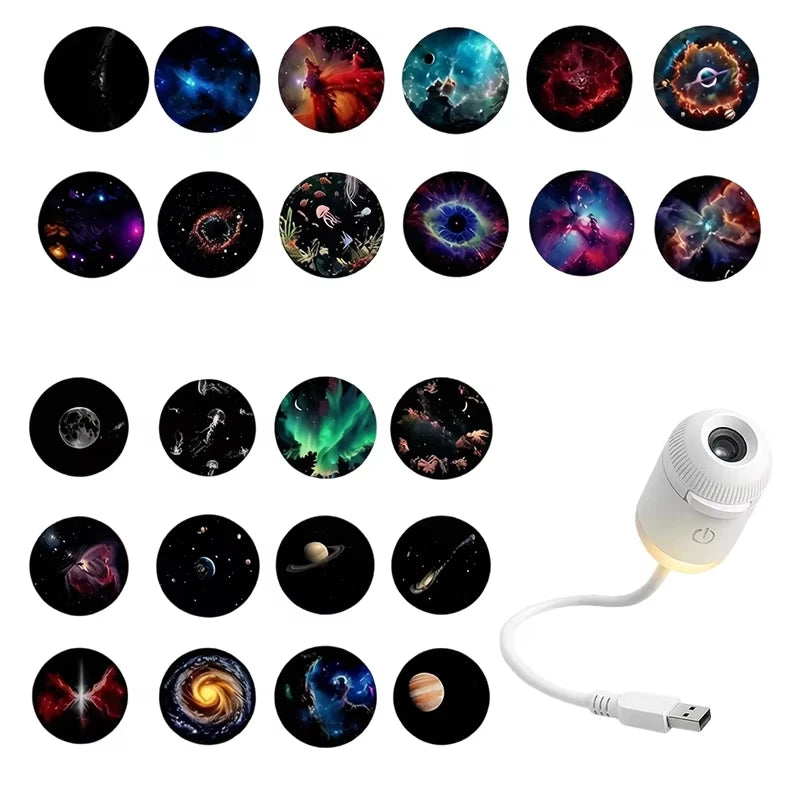 Mini Galaxy Star Projector Two In One Night Light Home Background Atmosphere Light Bedroom Car Decoration Children's Gift