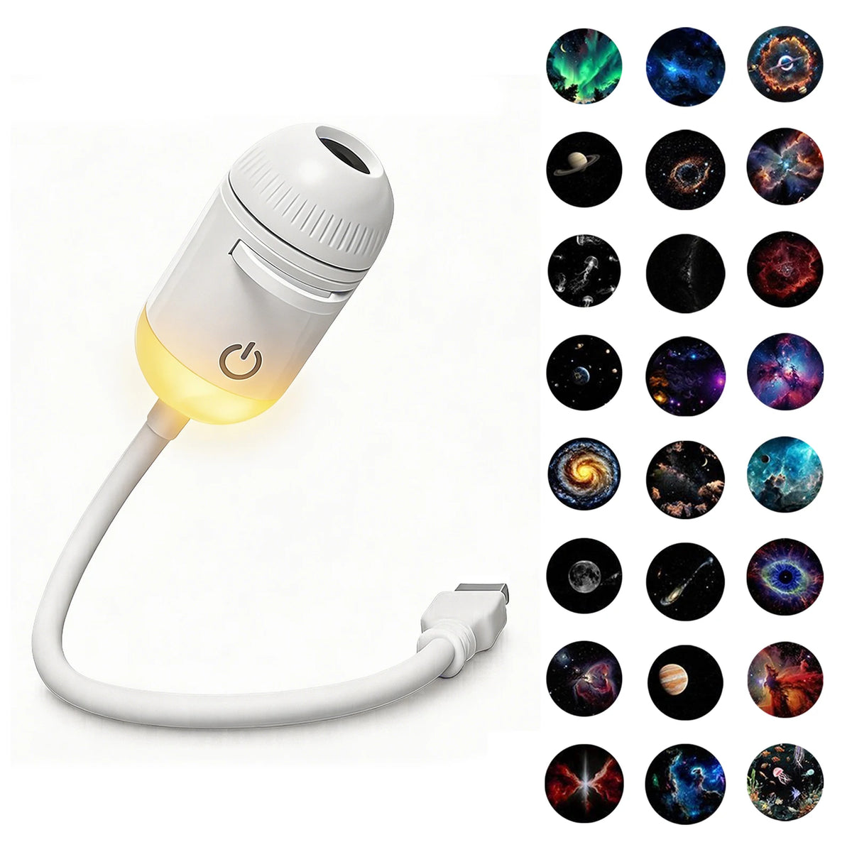 2 in 1 USB Projection Lamp Manual Focus Projector Light Car Ambient Light Room Starry Star Romantic Saturn Galaxy Night Lights