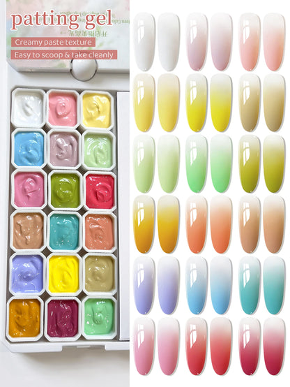 XEIJAYI 18 Color Gel Patting Gel Fashion High Saturation Gloss Nail Gel UV/LED Nail DIY Essential Female Holiday Gift