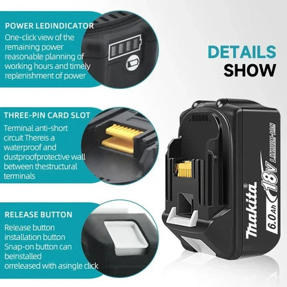 Original Makita 6.0Ah for Makita 18V Battery BL1830B BL1850B BL1850 BL1840 BL1860 BL1815 Replacement Lithium Battery