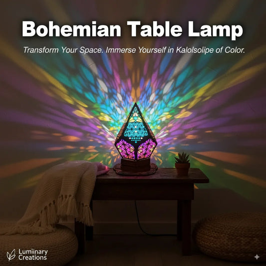 Usb Bohemian Led Projection Table Lamp Light Projector Colorful Desk Night Vintage Decoration Floor Decorative 3D Pattern Modern