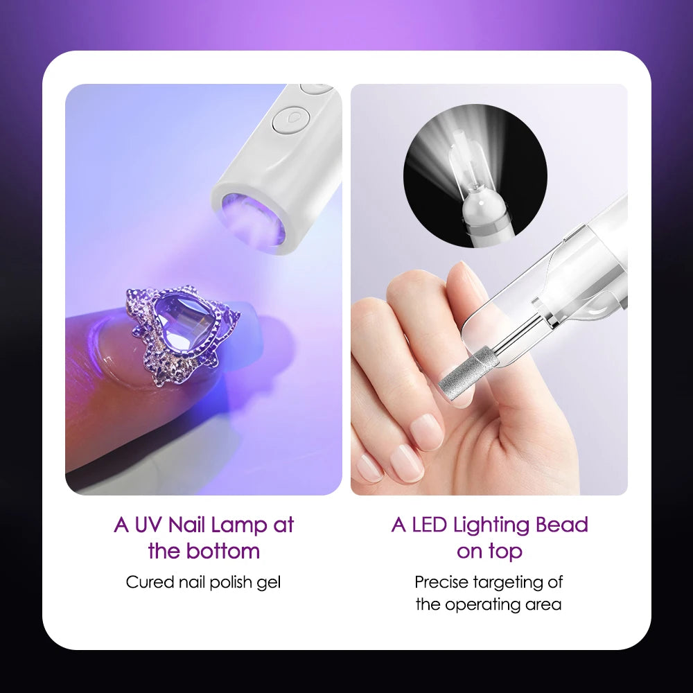 Electric Nail Drill with UV Light 13800 RPM Professional Electric Nail File Kit for Acrylic Gel Nails Manicure Pedicure Home Use