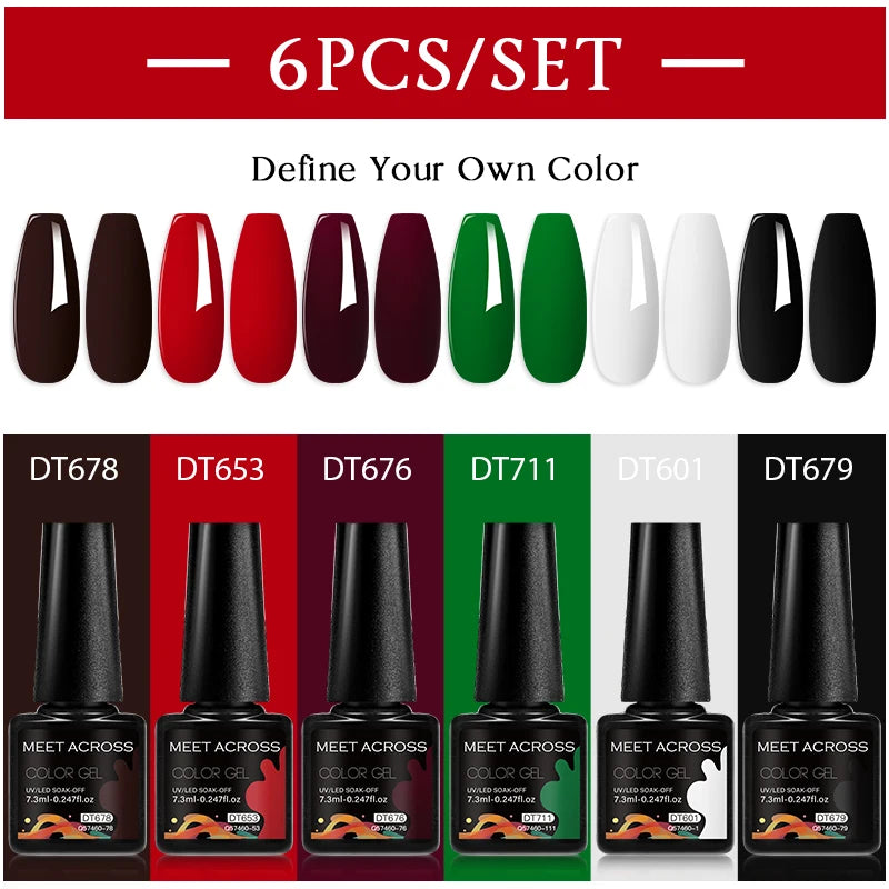 6pcs Gel Nail Polish Set HEMA TPO FREE Semi Permanent Soak Off UV Gel Varnish Nail Art Decoration Summer Nails DIY Nail Supplies