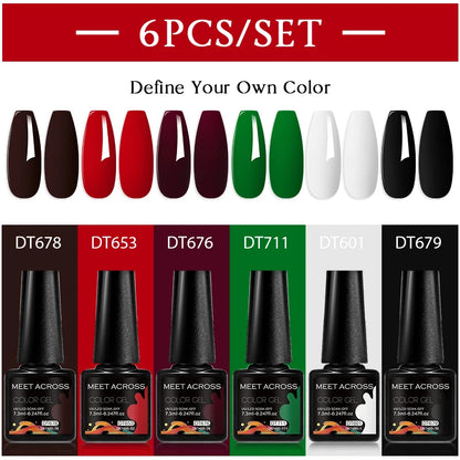 6pcs Gel Nail Polish Set HEMA TPO FREE Semi Permanent Soak Off UV Gel Varnish Nail Art Decoration Summer Nails DIY Nail Supplies