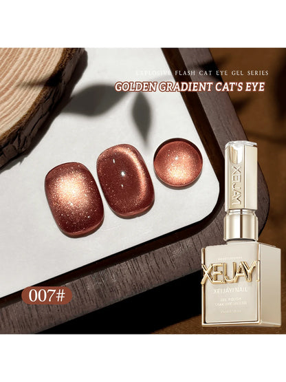 1/6Pcs 15ML Golden Gradient Cat Eye Nail Polish Gel Phototherapeutic Gel Soak Off Nail Magnetic Gel Polish Nail Art DlY At Home