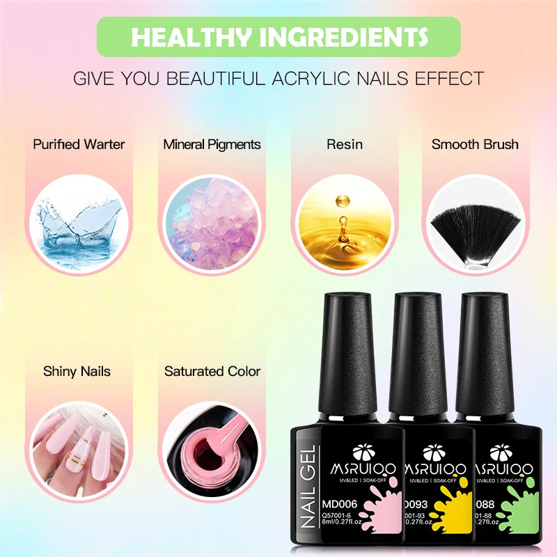 6pcs 8ml Summer Color Gel Nail Polish Set HEMA TPO FREE Semi Permanent Soak Off UV Gel Varnish Nail Art Decoration Nail Supplies