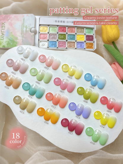 XEIJAYI 18 Color Gel Patting Gel Fashion High Saturation Gloss Nail Gel UV/LED Nail DIY Essential Female Holiday Gift