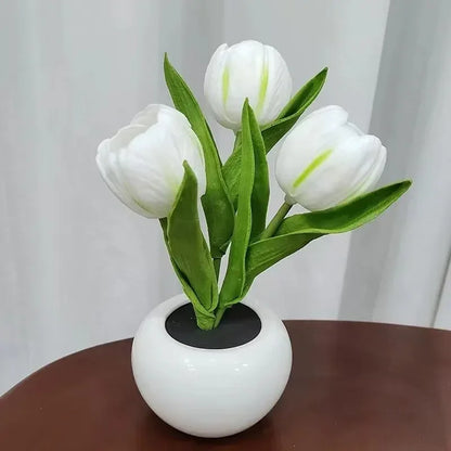 3Tulips Table Lamp LED Simulation Flower Bedside Lamp Bouquet Bedroom Bedside Romantic Atmosphere Birthday Gift Home Decoration
