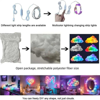 3D LED Thunder Cloud Lamp USB Powered Music Rhythm Night Light for Bedroom Desktop Gaming Room Decor Mood Lighting Gift