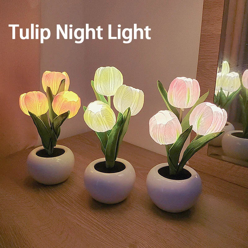 1 PC Tulip LED Night Light, Bedside Bedroom Atmosphere Light, Simulated Bouquet Light, Best Mother's Day Gift, Birthday Gift