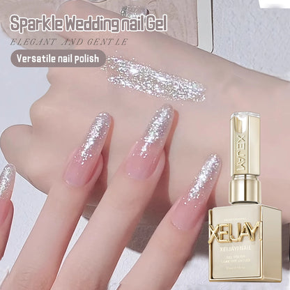 15ml Snow Pear Crushed Ice Cat Eye Gel Nail Polish,  Shiny Bubble-Free UV/LED Quick-Drying Gel Suitable For Nail Art DIY Design