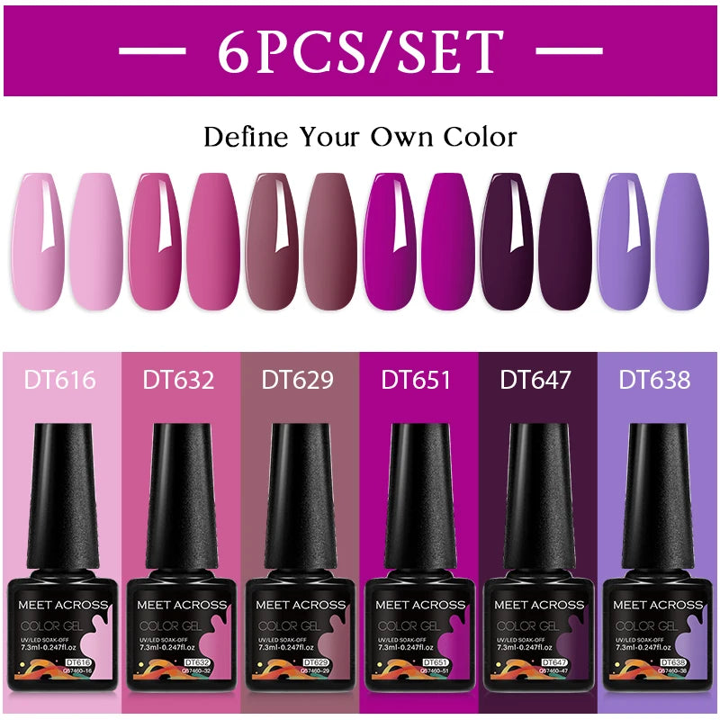 6pcs Gel Nail Polish Set HEMA TPO FREE Semi Permanent Soak Off UV Gel Varnish Nail Art Decoration Summer Nails DIY Nail Supplies