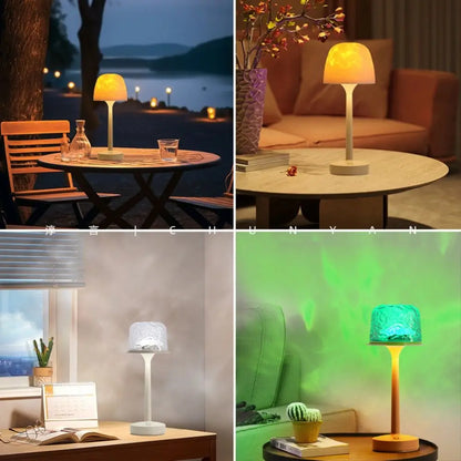 High Footed LED Atmosphere Desk Lamp Water Ripple Romantic Projection Night Light Non-slip Bottom RGB Color Changing