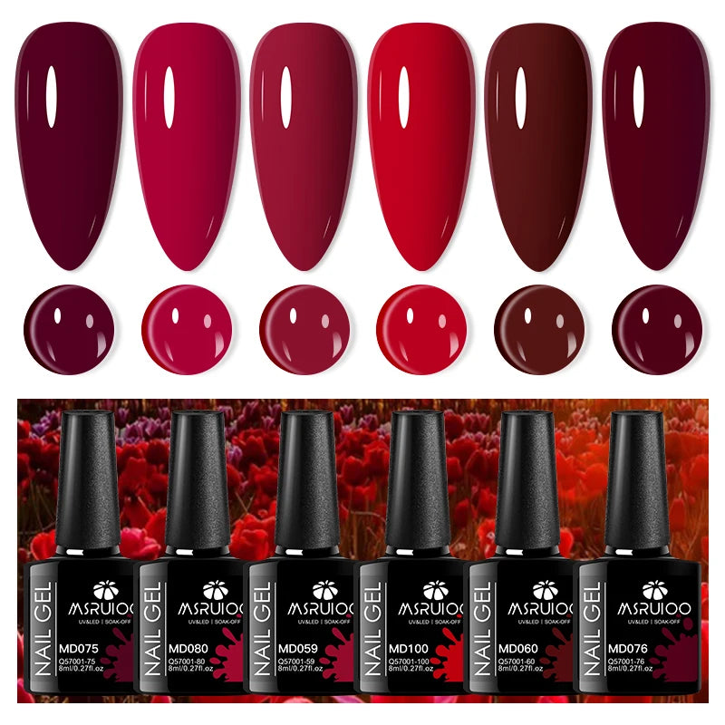 6pcs 8ml Summer Color Gel Nail Polish Set HEMA TPO FREE Semi Permanent Soak Off UV Gel Varnish Nail Art Decoration Nail Supplies