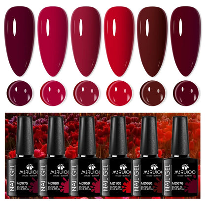 6pcs 8ml Summer Color Gel Nail Polish Set HEMA TPO FREE Semi Permanent Soak Off UV Gel Varnish Nail Art Decoration Nail Supplies