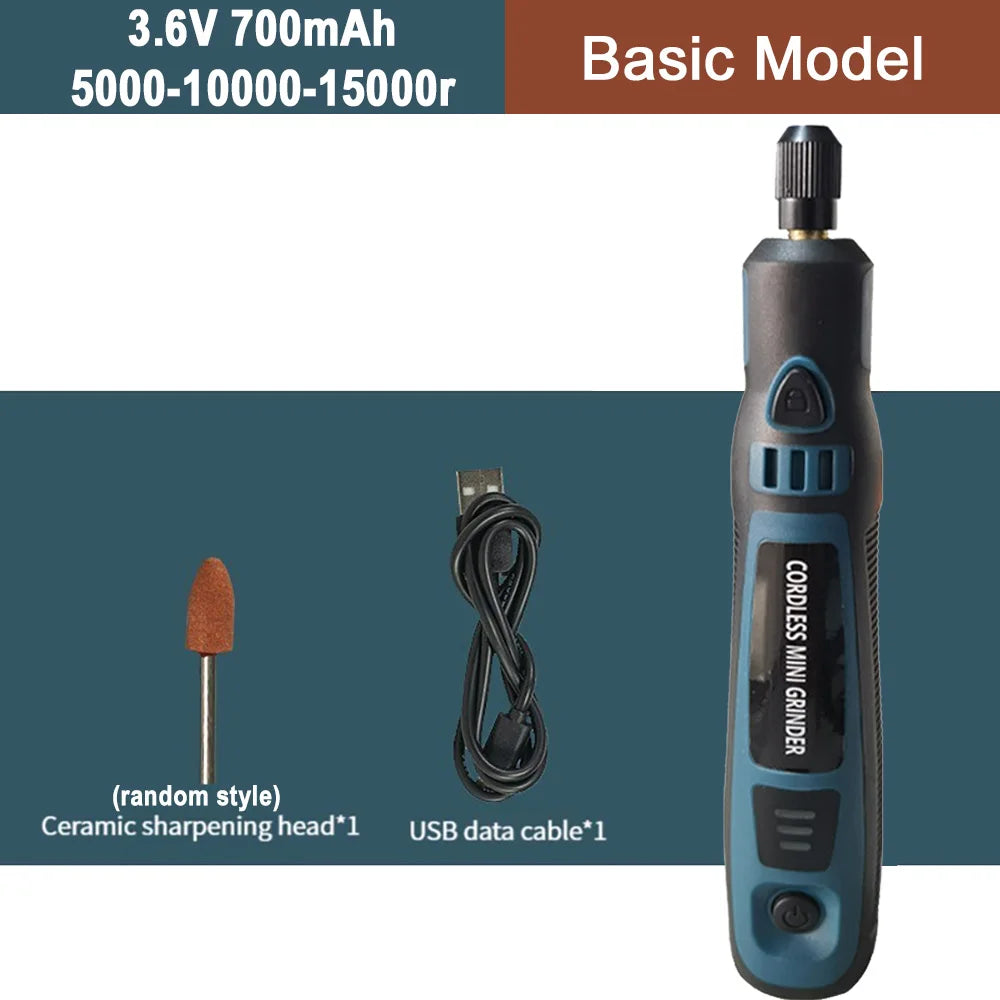 Cordless Electric Drill Micro Rotary Tool 3.6V 5000-10000-15000r Rechargeable Wireless Mini Grinder Mini Drill Engraver Kit