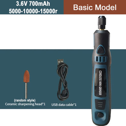 Cordless Electric Drill Micro Rotary Tool 3.6V 5000-10000-15000r Rechargeable Wireless Mini Grinder Mini Drill Engraver Kit