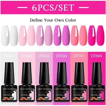 6pcs Gel Nail Polish Set HEMA TPO FREE Semi Permanent Soak Off UV Gel Varnish Nail Art Decoration Summer Nails DIY Nail Supplies