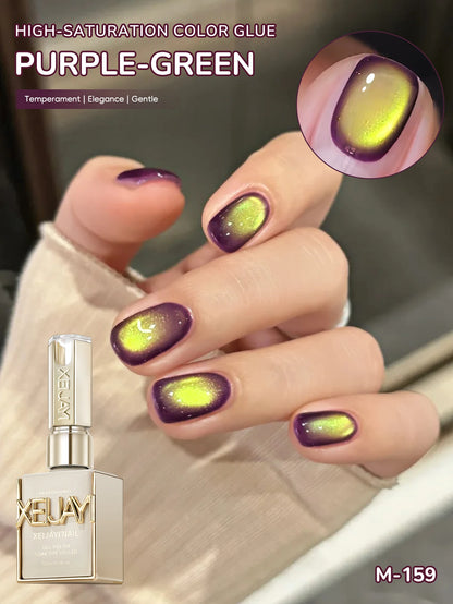 15ml Snow Pear Crushed Ice Cat Eye Gel Nail Polish,  Shiny Bubble-Free UV/LED Quick-Drying Gel Suitable For Nail Art DIY Design