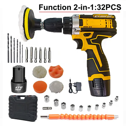 Lithium Electric Drill 1 Or 2 Batteries Electric Screwdriver Hand Electric Drill Electric Tool Set Multifunctional Accessory Box