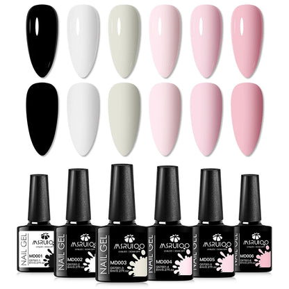 6pc All-Season Colors Gel Nail Polish Set UV LED Soak Off Nail Art Supplies Semi Permanent DIY Manicure Salon Nails Design