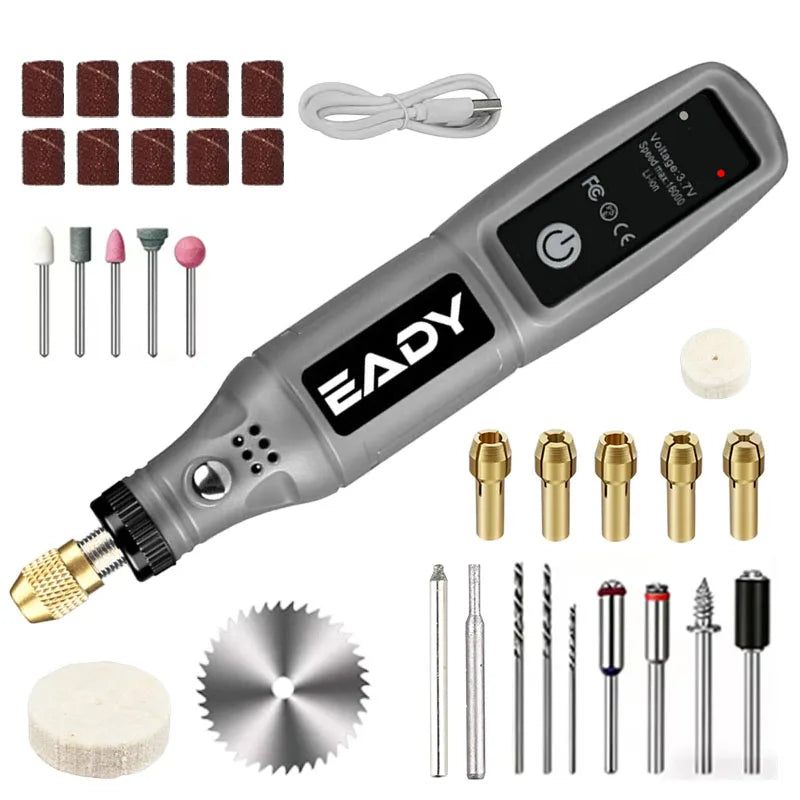 Mini Electric Drill USB Rechargeable Cordless Engraving Pen Dremel Tools Rotary Tool Cordless Hand Drill Mini Polisher for Hand