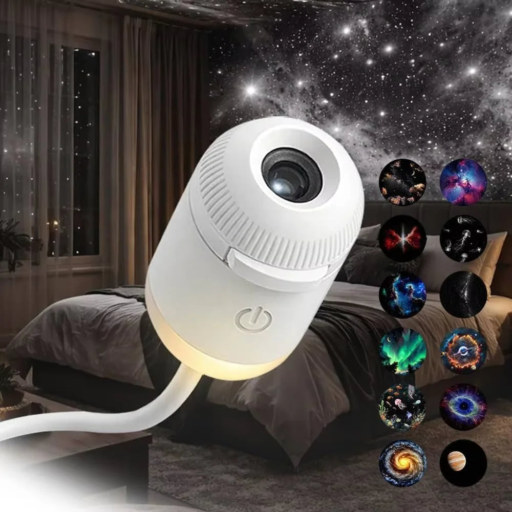 Mini Galaxy Star Projector Night Light Starry Sky Ambient Lamp USB Car Atmosphere Projector Light for Bedroom Sleep & Decoration