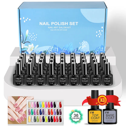 42Pcs/Set Gel Nail Polish Kit Hybrid Varnish Set For Manicure Nails Art UV LED Nail Art Gel Semi Permanent Base Top Coat Varnish