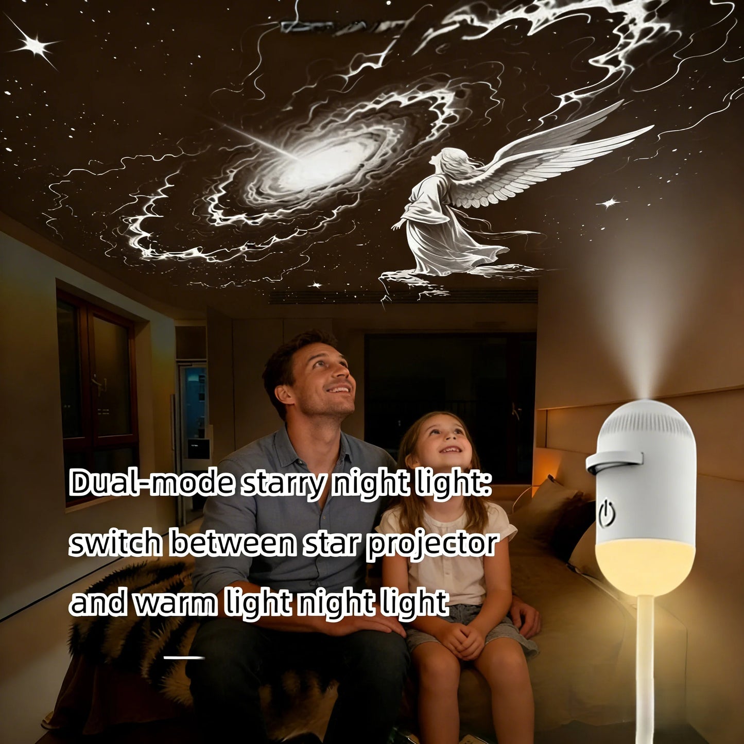 2-in-1 Mini Galaxy Star Projector Night Light – Starry Sky Ambient Lamp, Perfect Gift for Kids, Ideal for Bedroom Sleep