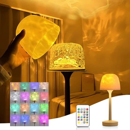 Ocean Wave Projector Light Cordless Night Light Sunset Mood Ambient Lighting RGB Color Aurora Light Bedroom Living Room