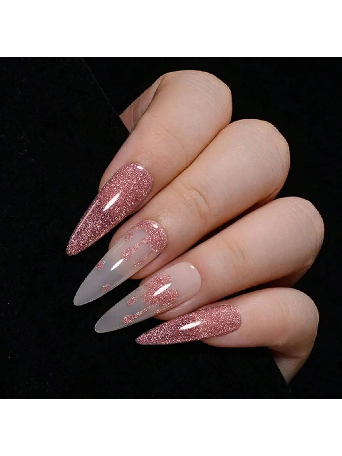 XEIJAYI Pink Glitter Diamond Nail Polish, Shiny Reflective Red with Glitter, Holographic Reflective Soakable UV/LED Nail Art
