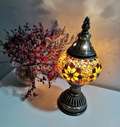 Mosaic Table Lamp Vintage Art Deco Handcrafted Lamparas De Mesa Mosaic Glass Bed Light Lamparas Con Mosaicos Night Lights