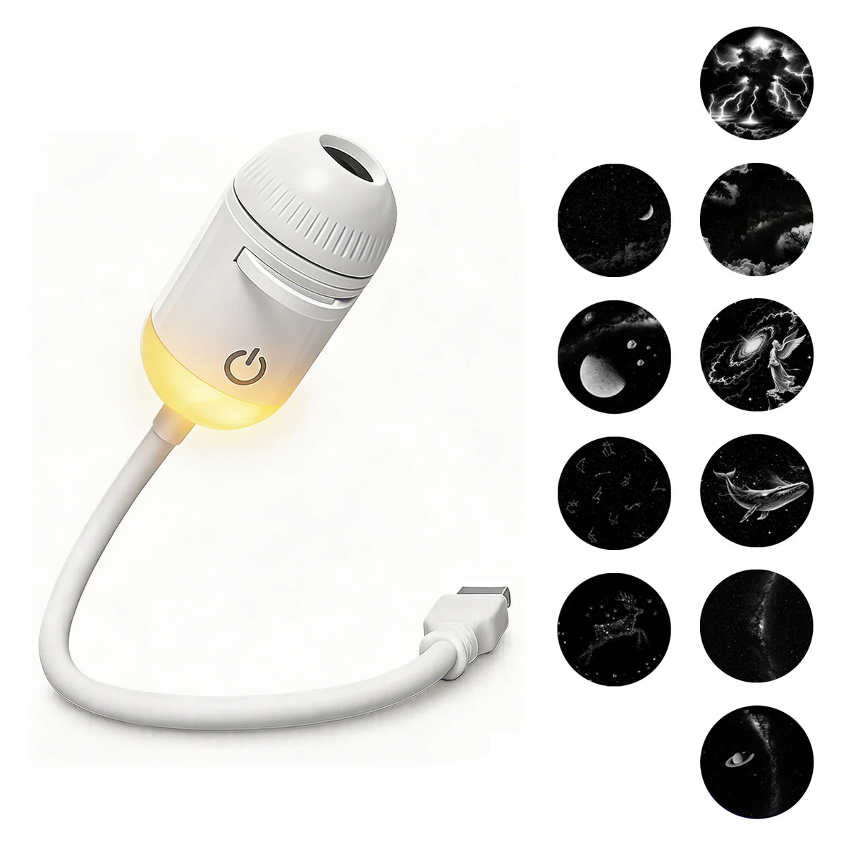 2 in 1 USB Projection Lamp Manual Focus Projector Light Car Ambient Light Room Starry Star Romantic Saturn Galaxy Night Lights