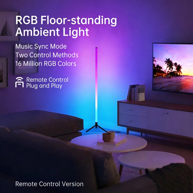 120CM LED RGB Floor Lamp Bar, Sound Pickup Ambient Light, Corner Wall Light for Bedroom, E-Sports Room Live Atmosphere Lamp