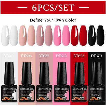 6pcs Gel Nail Polish Set HEMA TPO FREE Semi Permanent Soak Off UV Gel Varnish Nail Art Decoration Summer Nails DIY Nail Supplies