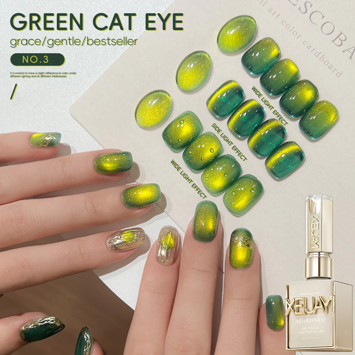 15ml Snow Pear Crushed Ice Cat Eye Gel Nail Polish,  Shiny Bubble-Free UV/LED Quick-Drying Gel Suitable For Nail Art DIY Design