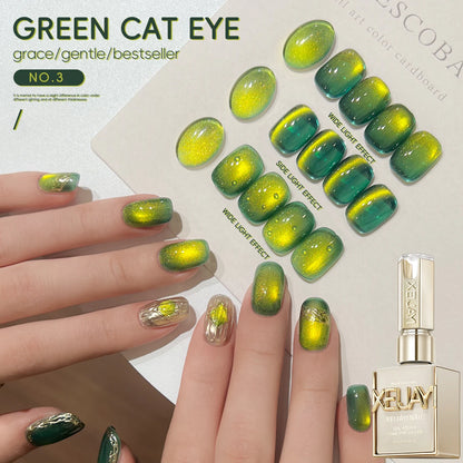 15ml Snow Pear Crushed Ice Cat Eye Gel Nail Polish,  Shiny Bubble-Free UV/LED Quick-Drying Gel Suitable For Nail Art DIY Design