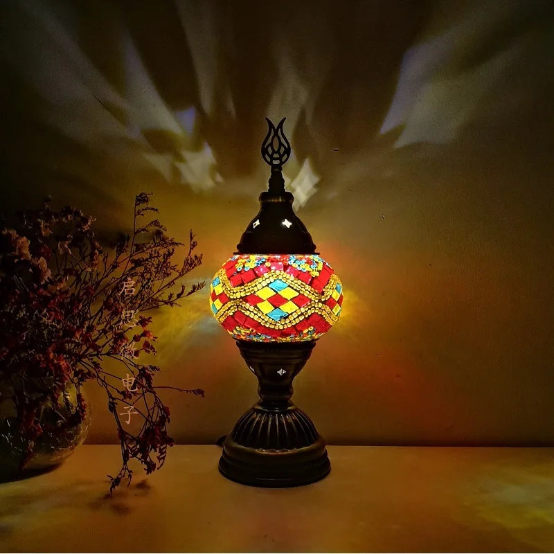Mosaic Table Lamp Vintage Art Deco Handcrafted Lamparas De Mesa Mosaic Glass Bed Light Lamparas Con Mosaicos Night Lights