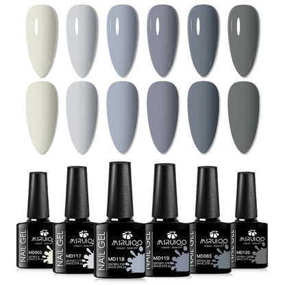 6pc All-Season Colors Gel Nail Polish Set UV LED Soak Off Nail Art Supplies Semi Permanent DIY Manicure Salon Nails Design
