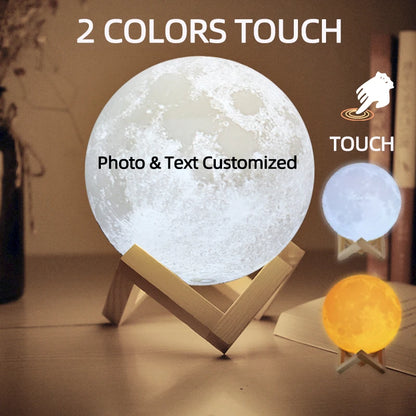 Customized 3D Print Moon Lamp Personalized Photo & Text Night Light USB Lunar Lamp Birthday Mother's Day Gift for Family Couple