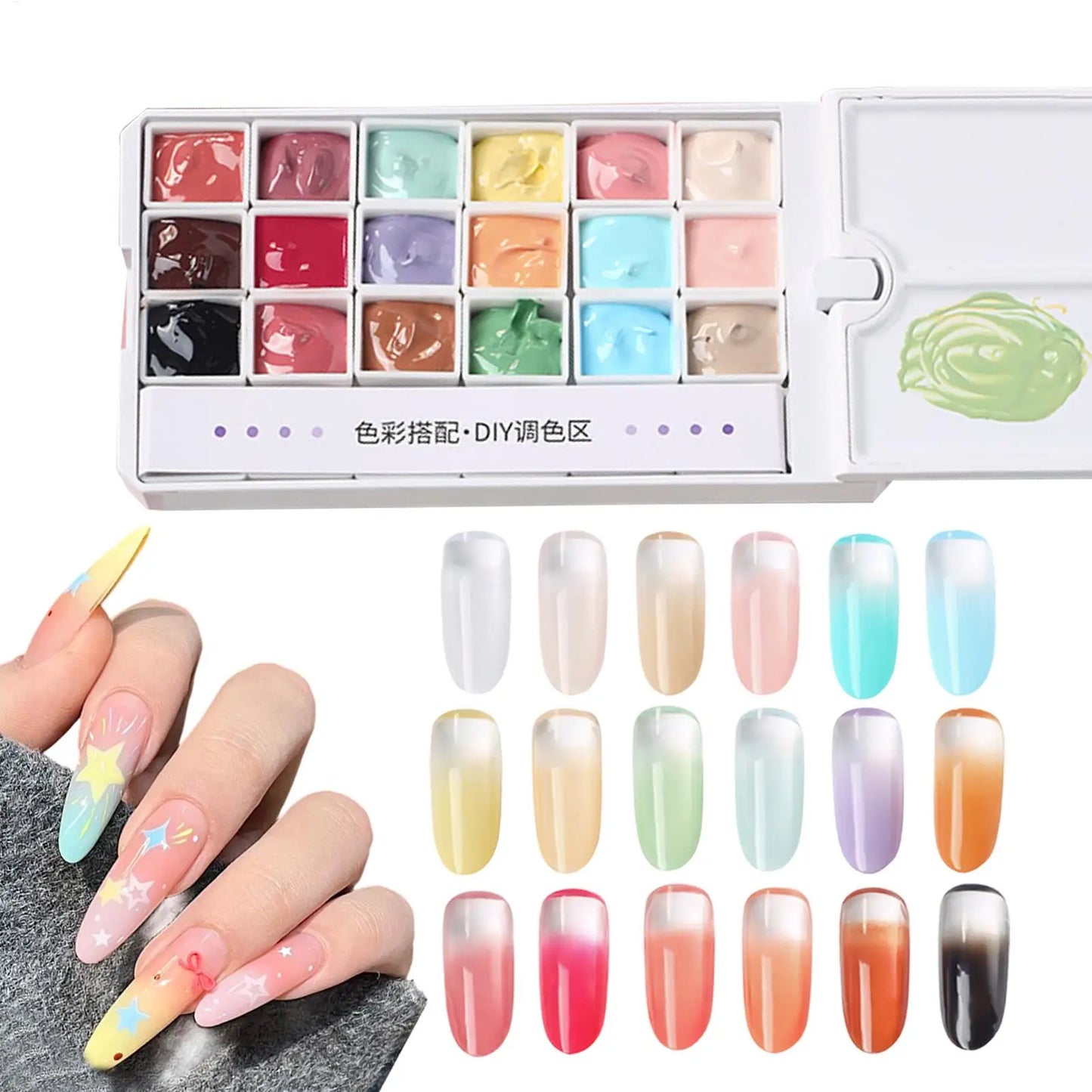 18 Colors Nail Patting Gel Solid Gradient Manicure Paint Gel Nail Paint Palette for Women Girls Professionals Home Salon