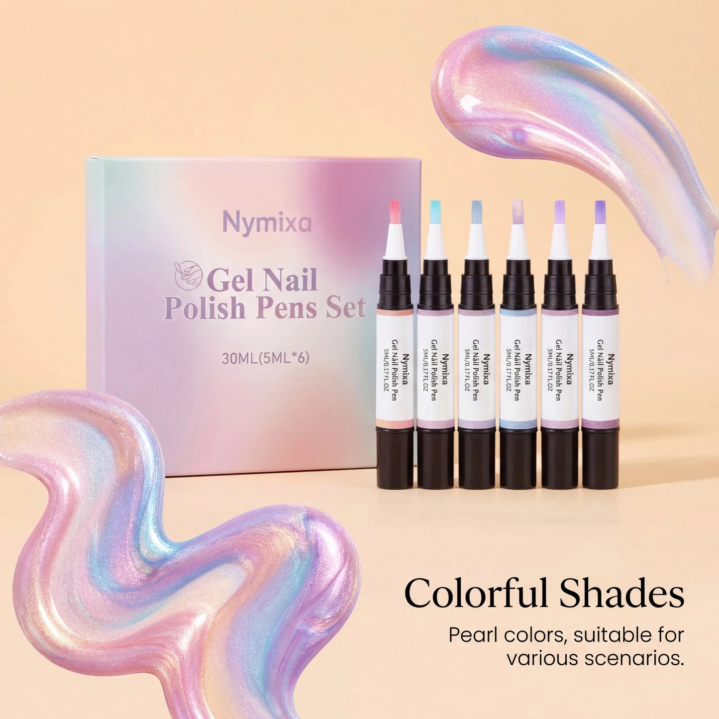Multi-Color 3in1 Gel Nail Polish Pens Set - Quick Dry Long Lasting No Base Top Coat Needed Easy DIY for Beginners Home Manicure